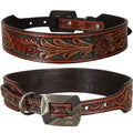 Turquoise Vine Leather Dog Collar
