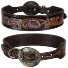 Wild Rose Leather Dog Collar Dog