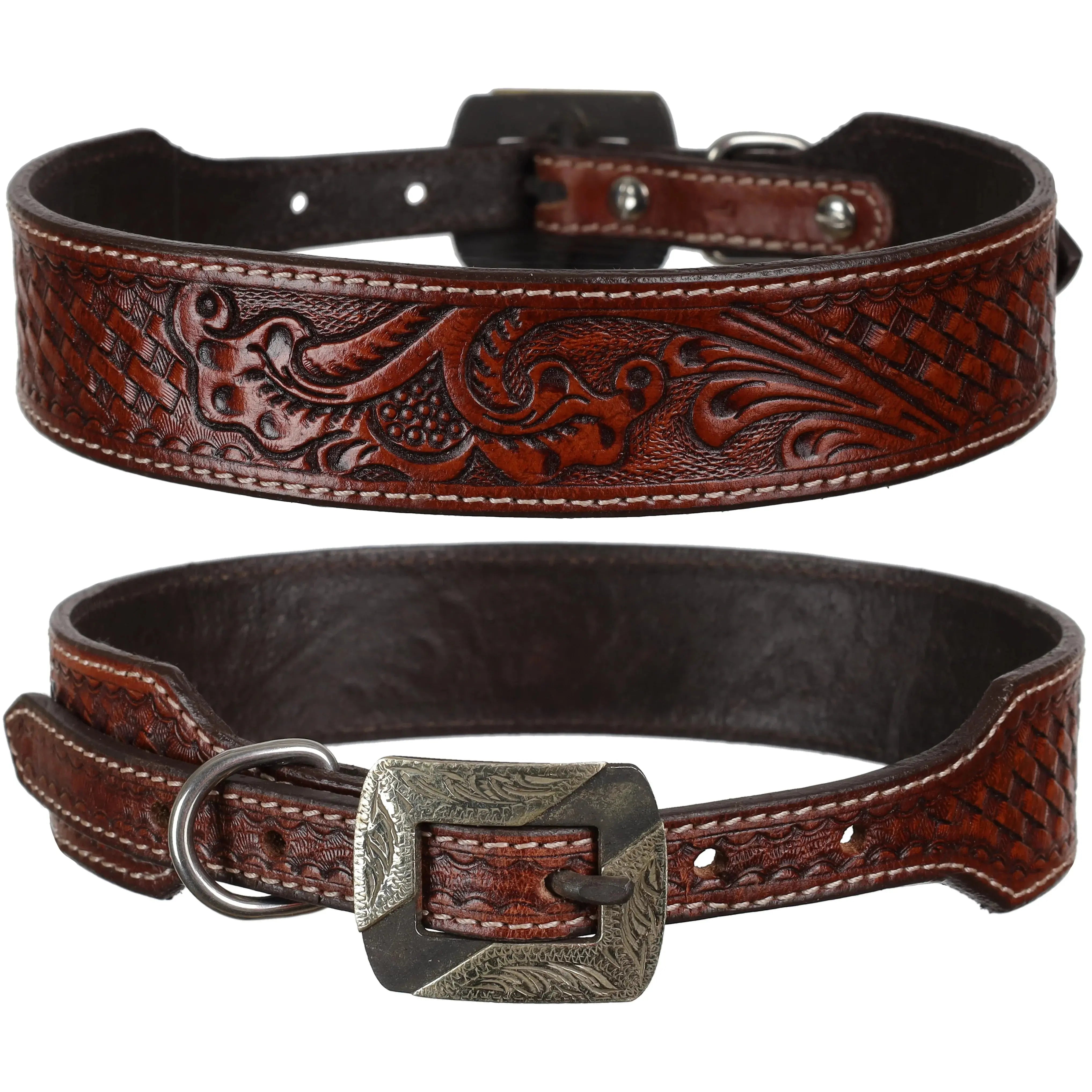 Heritage Bloom Leather Dog Collar Dog
