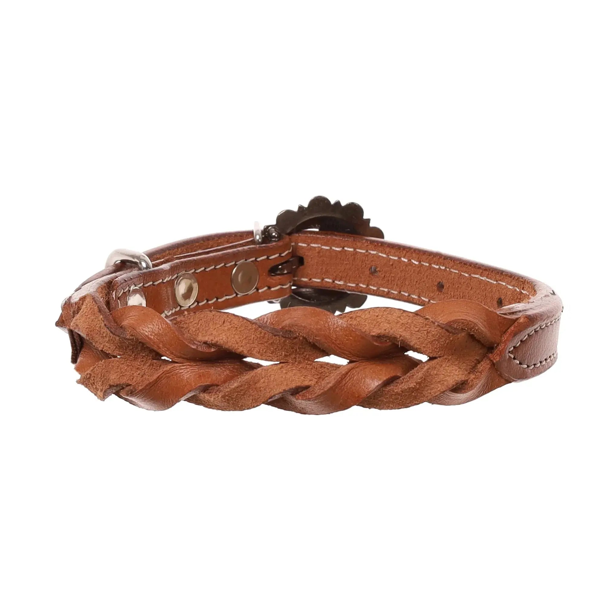 Twist Braid Leather Dog Collar Dog