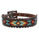 Aztec Flame Beaded Leather Dog Collar Dog