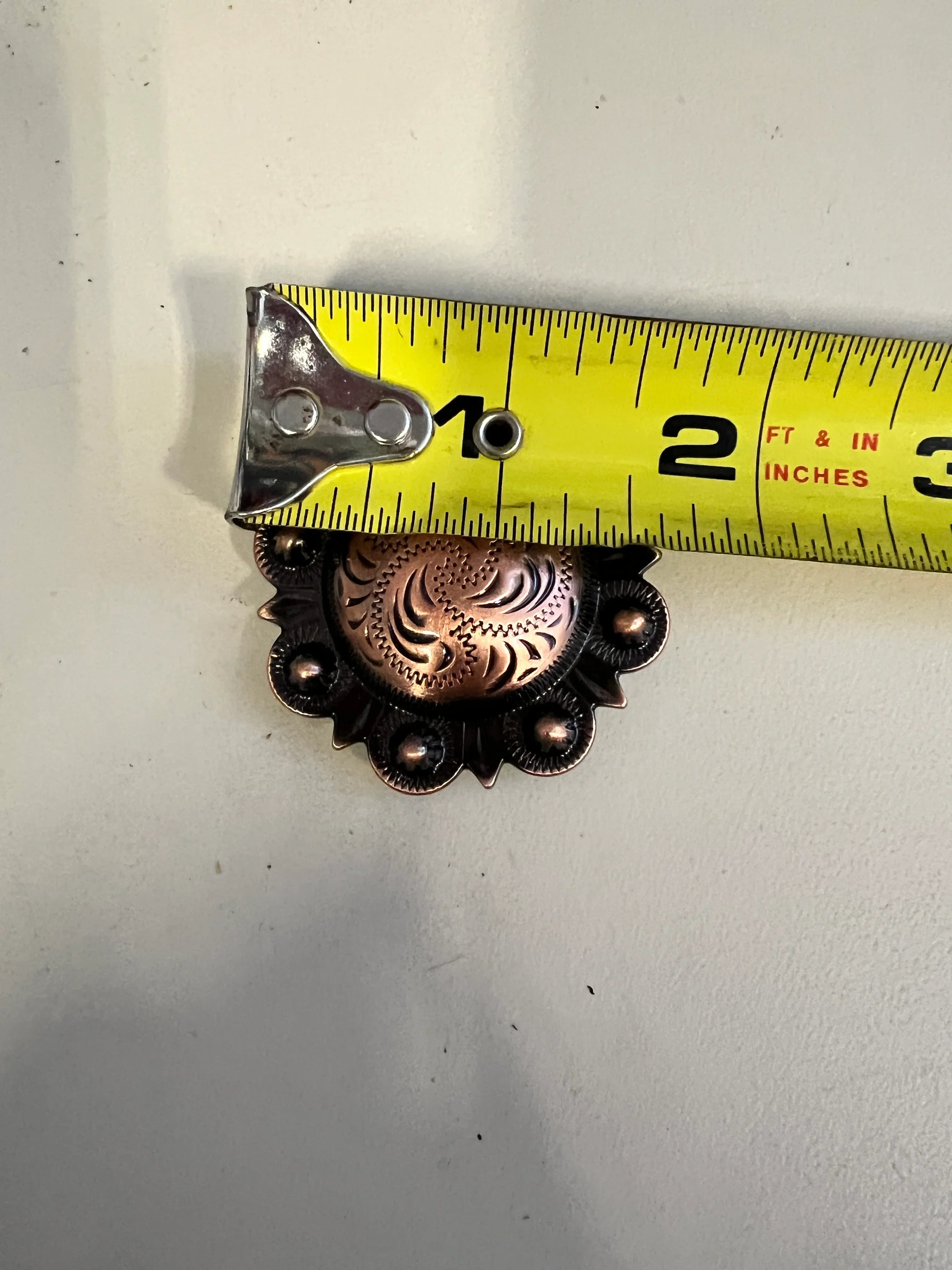 Copper engraved concho with Screw