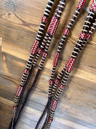 Handcrafted dark cherry Romal reins California style 20 plaits zigzag braiding
