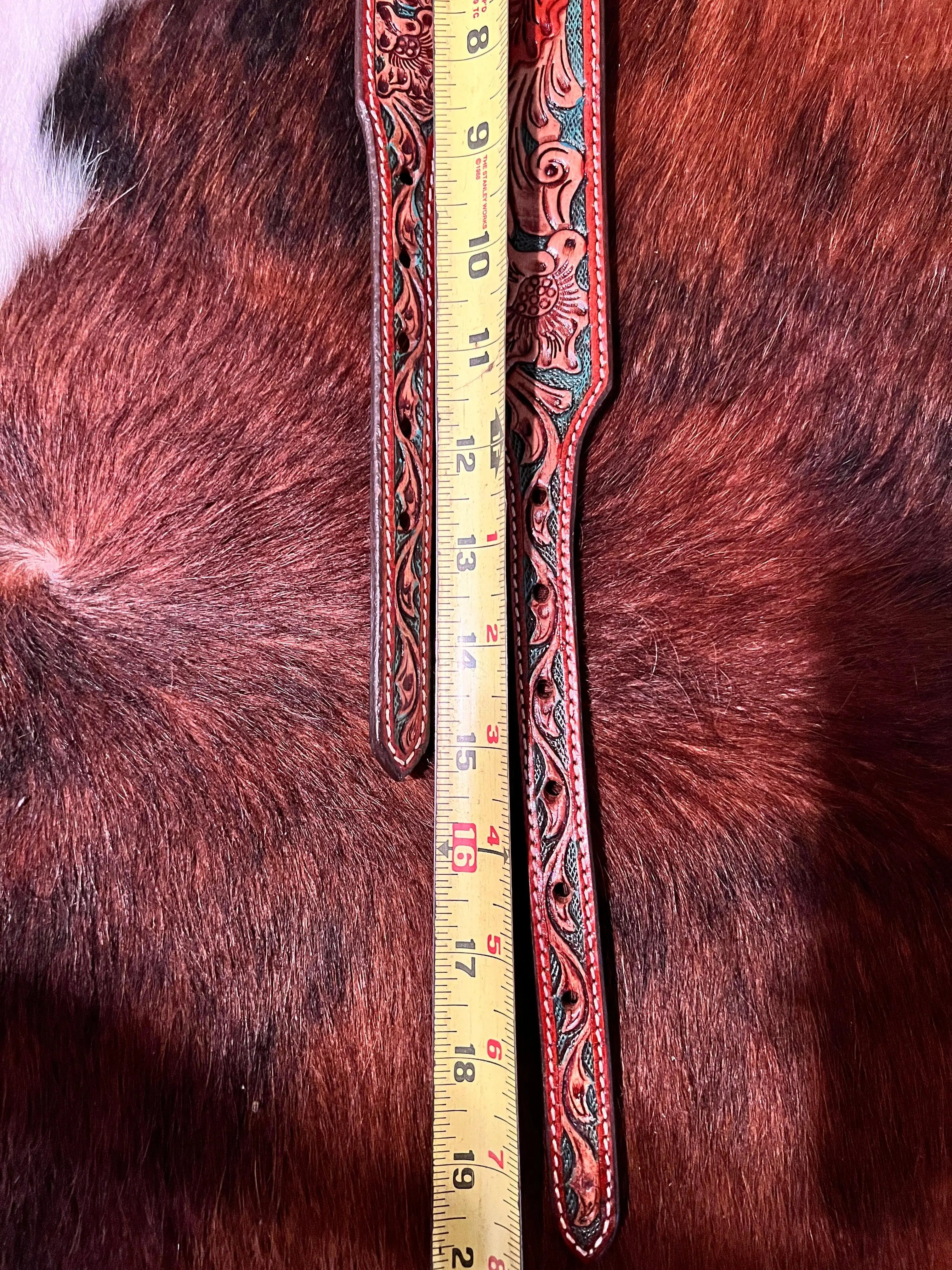 Turquoise Vine Leather Dog Collar Dog- size