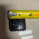 Copper engraved square concho with screw