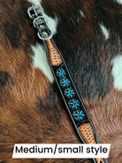 Leather Tooled Dog Collar with Squashblossoms Dog