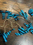 Blue Zebra Leather Cowhide Christmas Ornament - Sold Individually