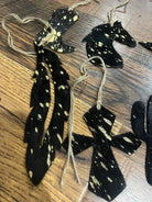 Gold/Black Acid Wash Leather Cowhide Christmas Ornament - Sold Individually