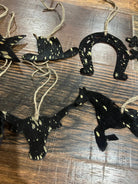 Gold/Black Acid Wash Leather Cowhide Christmas Ornament - Sold Individually