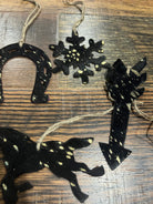 Gold/Black Acid Wash Leather Cowhide Christmas Ornament - Sold Individually
