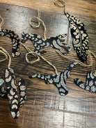 RAINBOW METALLIC GLITTER Leather Cowhide Christmas Ornament -Sold Individually