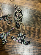 RAINBOW METALLIC GLITTER Leather Cowhide Christmas Ornament -Sold Individually