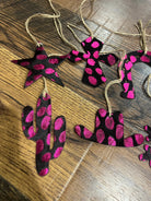 PINK SPOTTED Leather Cowhide Christmas Ornament - Sold Individually