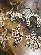 CHEETAH Leather Cowhide Christmas Ornament - Sold Individually