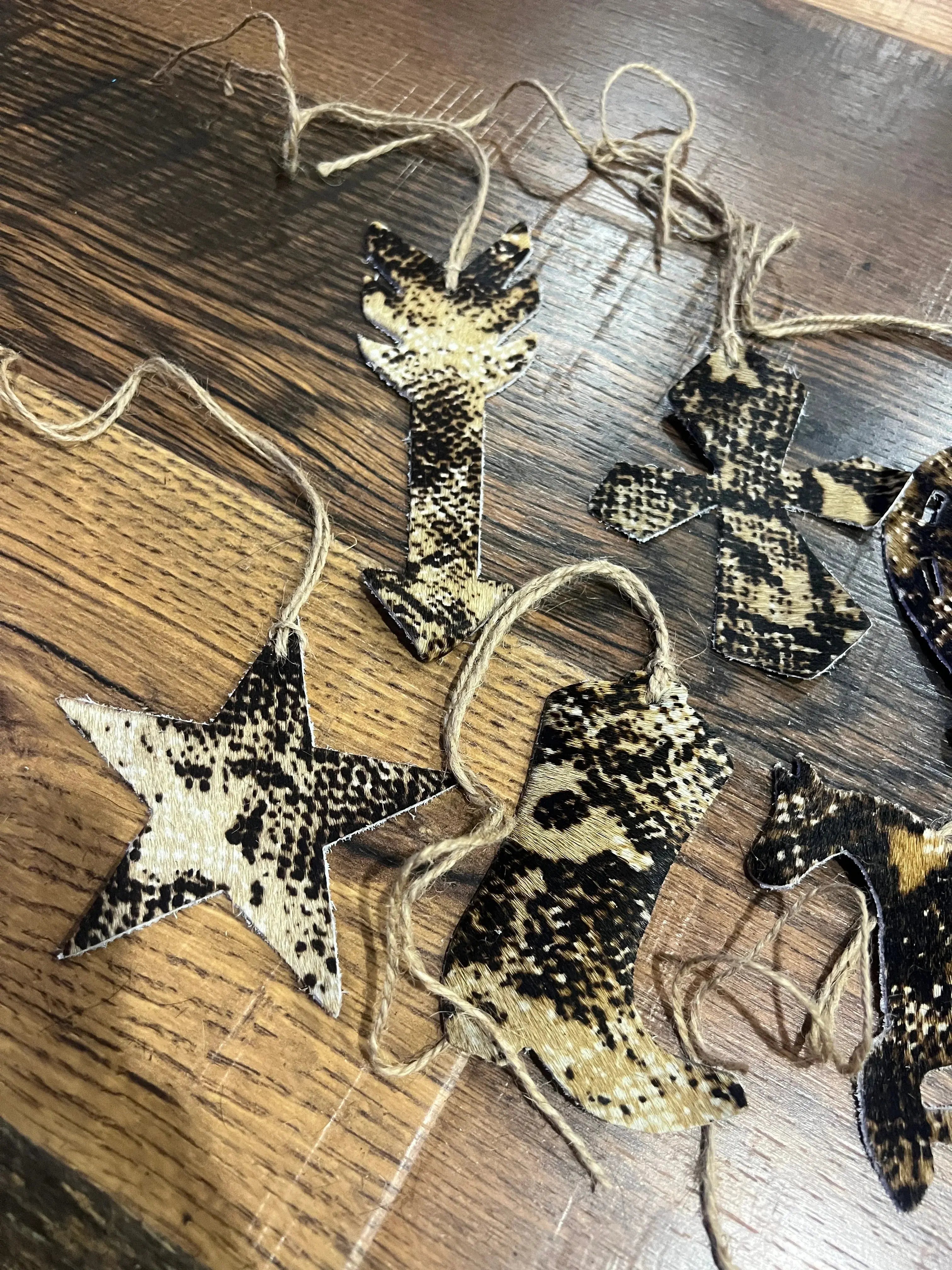 Snake Skin Cowhide Leather Christmas Ornaments