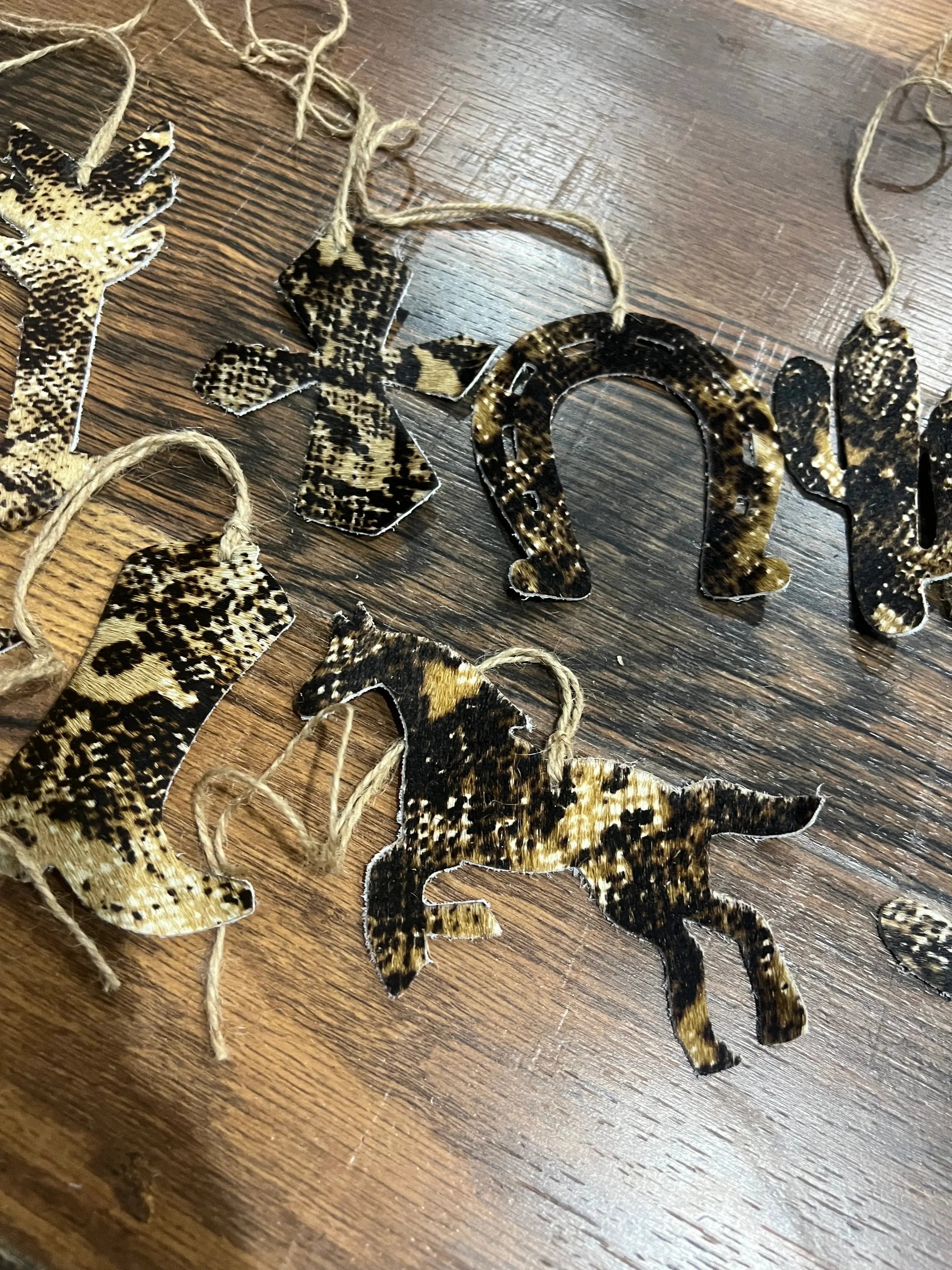 Snake Skin Cowhide Leather Christmas Ornaments