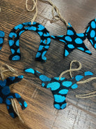 BLUE SPOTTED Leather Cowhide Christmas Ornament - Sold Individually