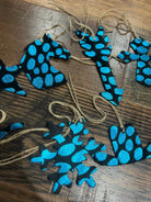 BLUE SPOTTED Leather Cowhide Christmas Ornament - Sold Individually