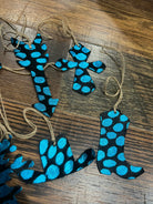 BLUE SPOTTED Leather Cowhide Christmas Ornament - Sold Individually