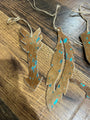 TEAL/BROWN ACID WASH Leather Cowhide  Christmas Ornament - Sold Individually