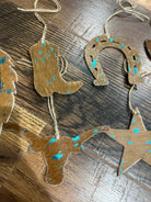 TEAL/BROWN ACID WASH Leather Cowhide Christmas Ornament - Sold Individually