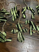 Green Zebra Leather Cowhide Christmas Ornament - Sold Individually