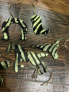 Green Zebra Leather Cowhide Christmas Ornament - Sold Individually