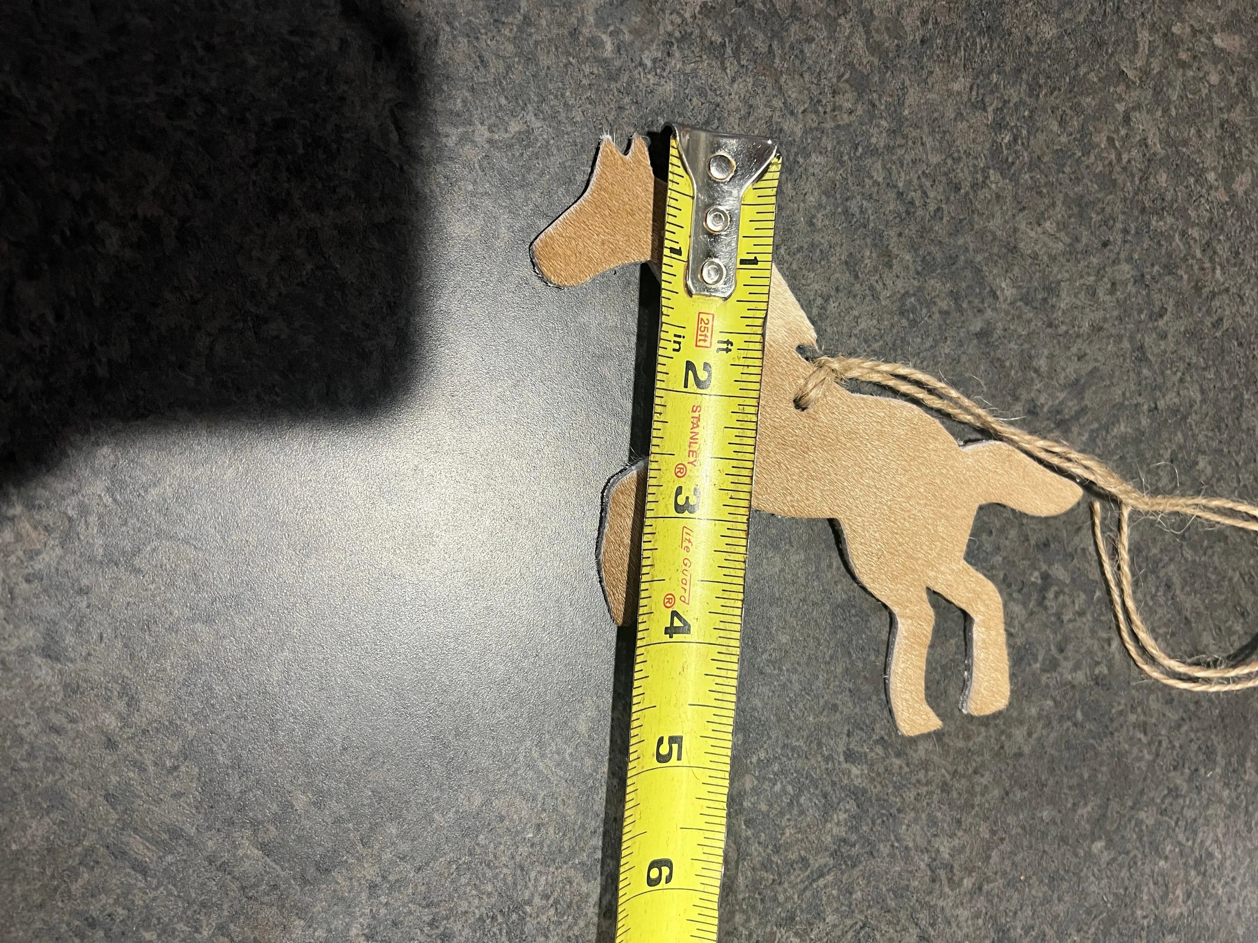 Cowhide Western Leather Christmas Ornament - Running Horse- Sold Individually