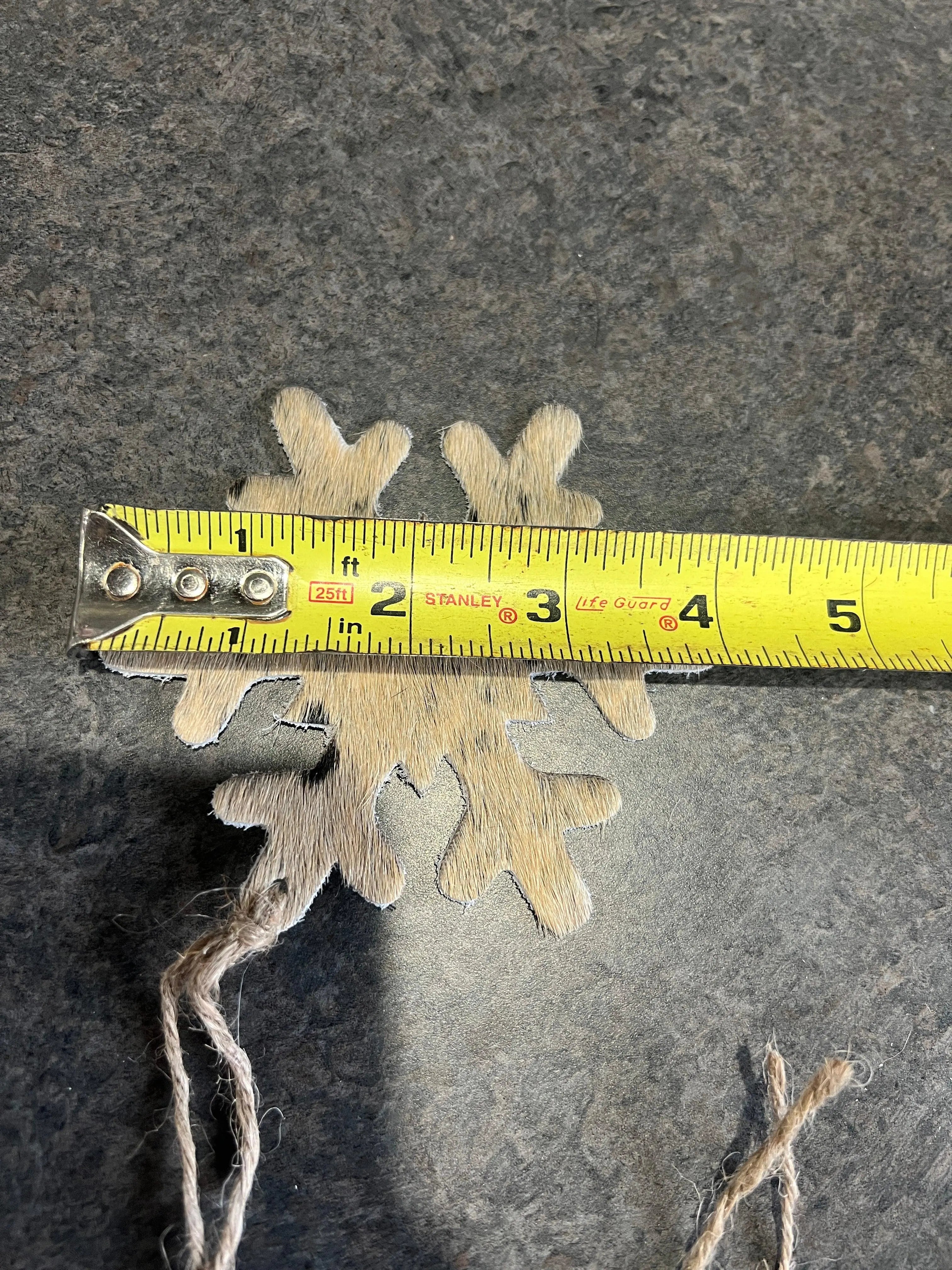 Cowhide Western Leather Christmas Ornament - Snowflake - Sold Individually