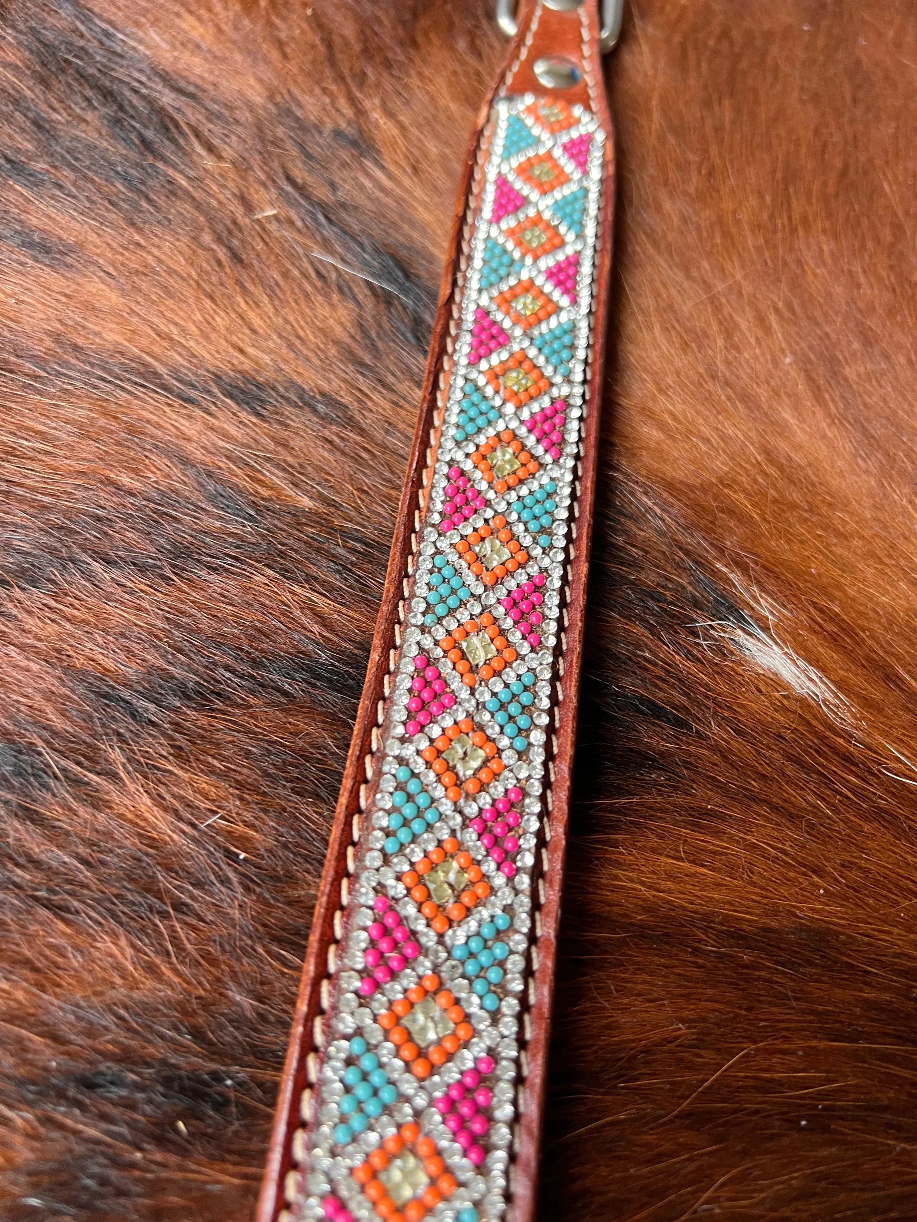 Crystal Rhinestone Collar -Pink & Blue Dog