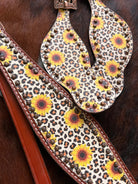 Sunflower cheetah print one ear headstall and breast collar set