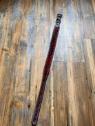 Leather Tooled Dog Collar with Red Buckstitching Dog