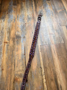 Leather Tooled Dog Collar with Purple Buckstitching Dog