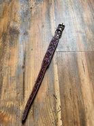 Leather Tooled Dog Collar with Purple Buckstitching Dog