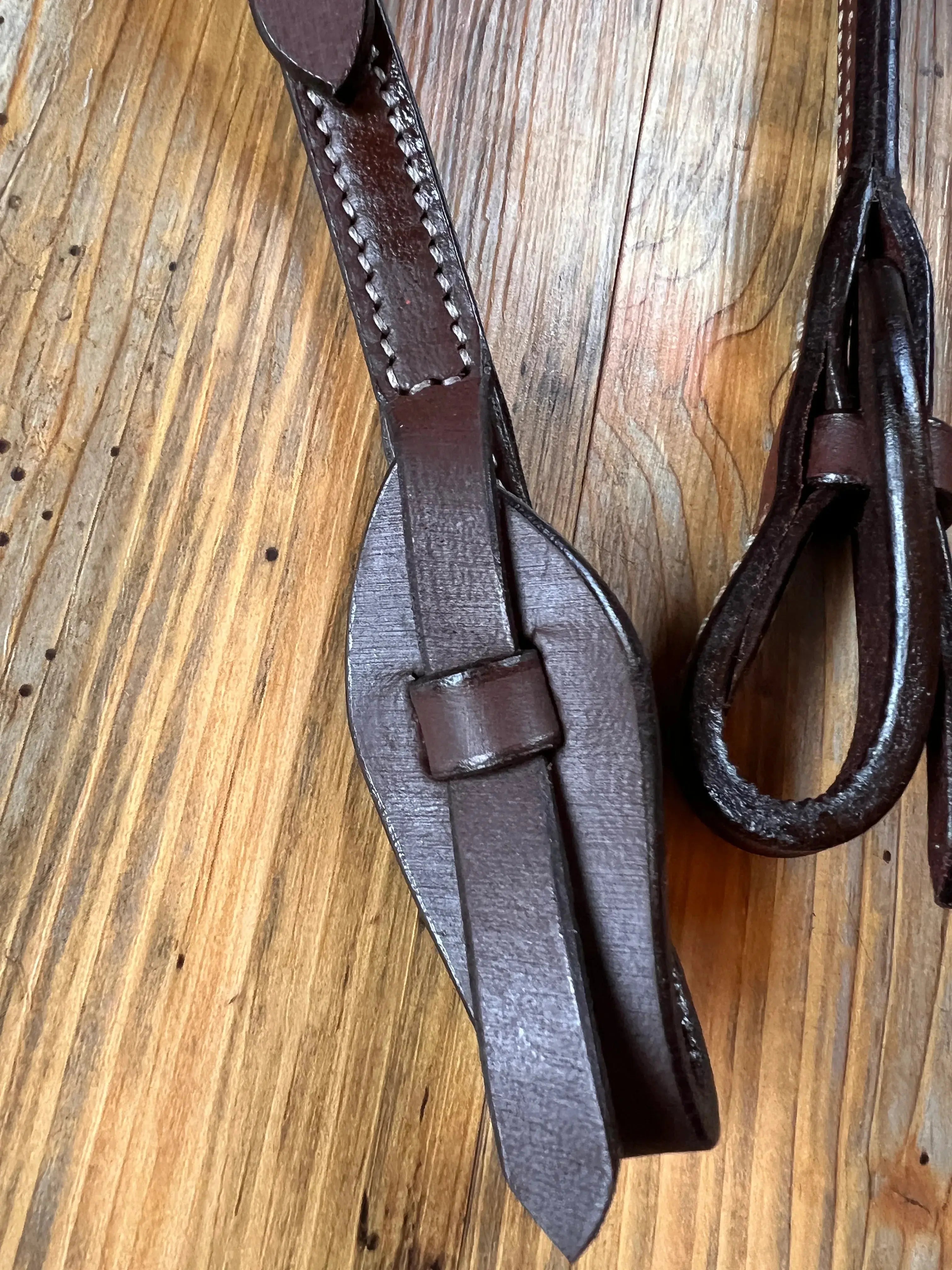 Heavy Oiled leather one ear headstall with quick change bit loops Horse Tack