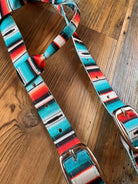 Teal Serape Nylon One Ear Headstall with Snaps