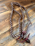Rustic Mocha Mohair Contest Reins 8 Ft brown cream twisted rope lead