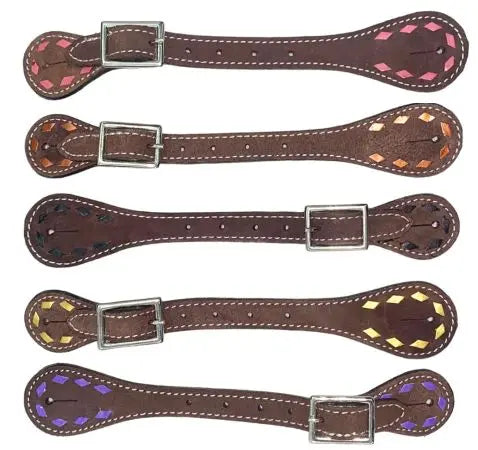 Ladies Leather Buckstitch Spur Straps Horse
