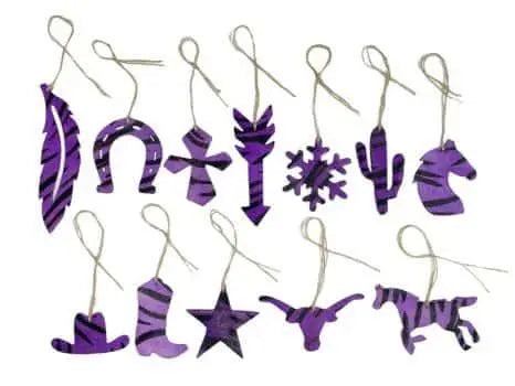 Purple Zebra Leather Cowhide Christmas Ornament