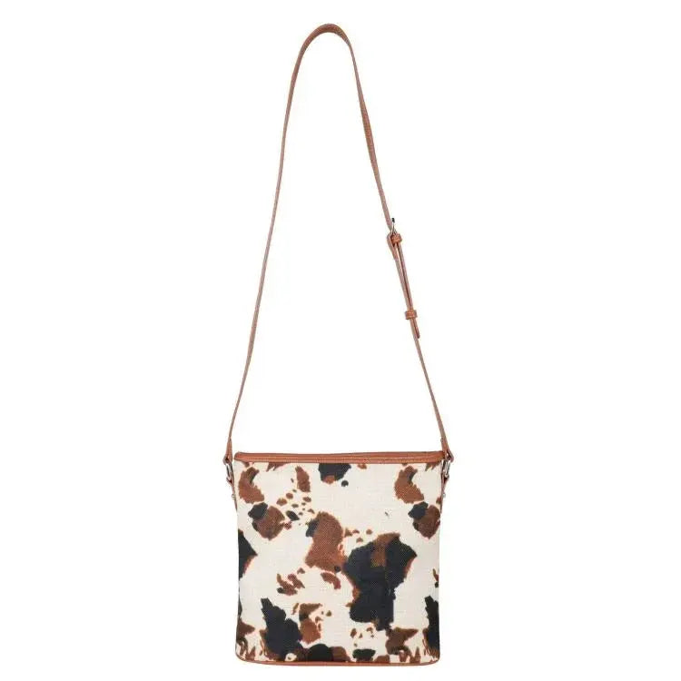 Montana West Cowprint Canvas Crossbody Bag cowhide