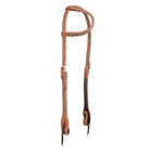 Argentina cow leather one ear headstall with tan braided and silver details