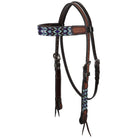 Navajo Nights Argentina Cow Leather Beaded Browband Headstall Horse