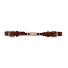 Oily brown Argentina cow leather belt with silver buckles and woven rope accent