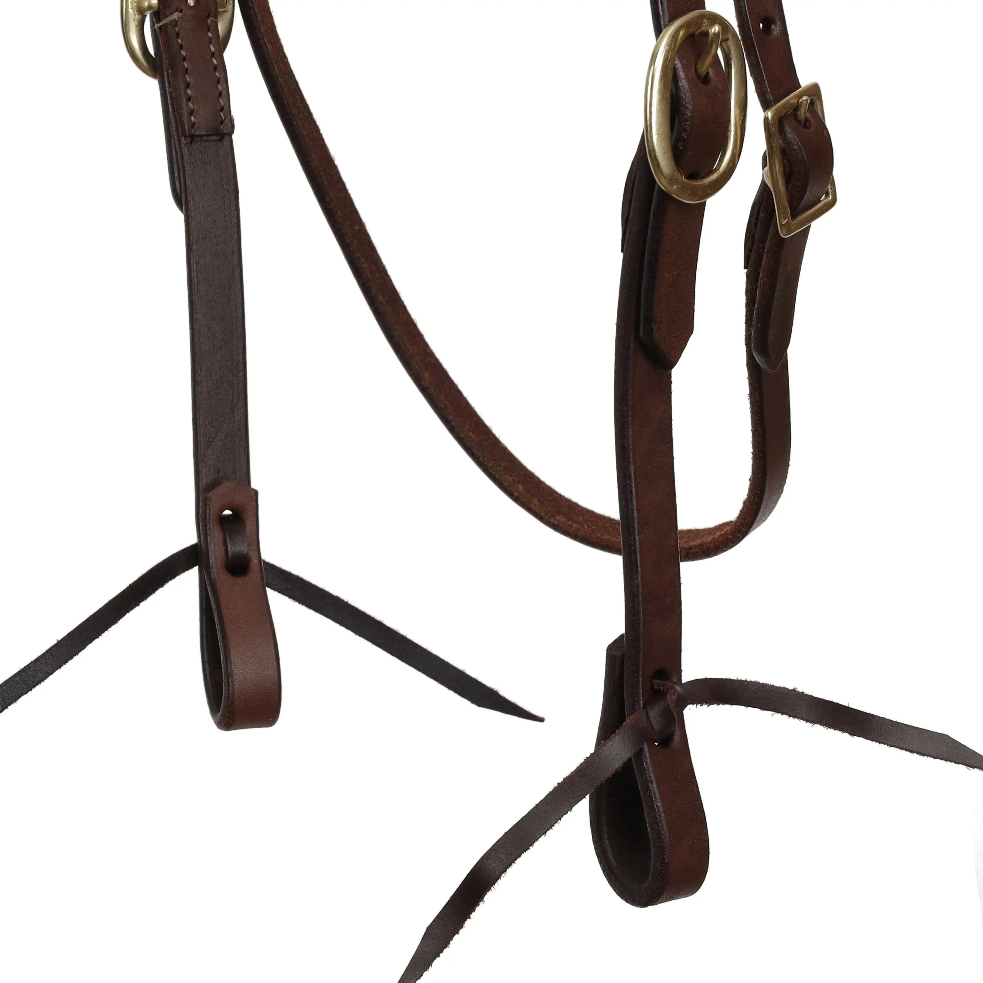 Dark Argentina Cow Leather Browband Headstall - Mini/Small Pony close up
