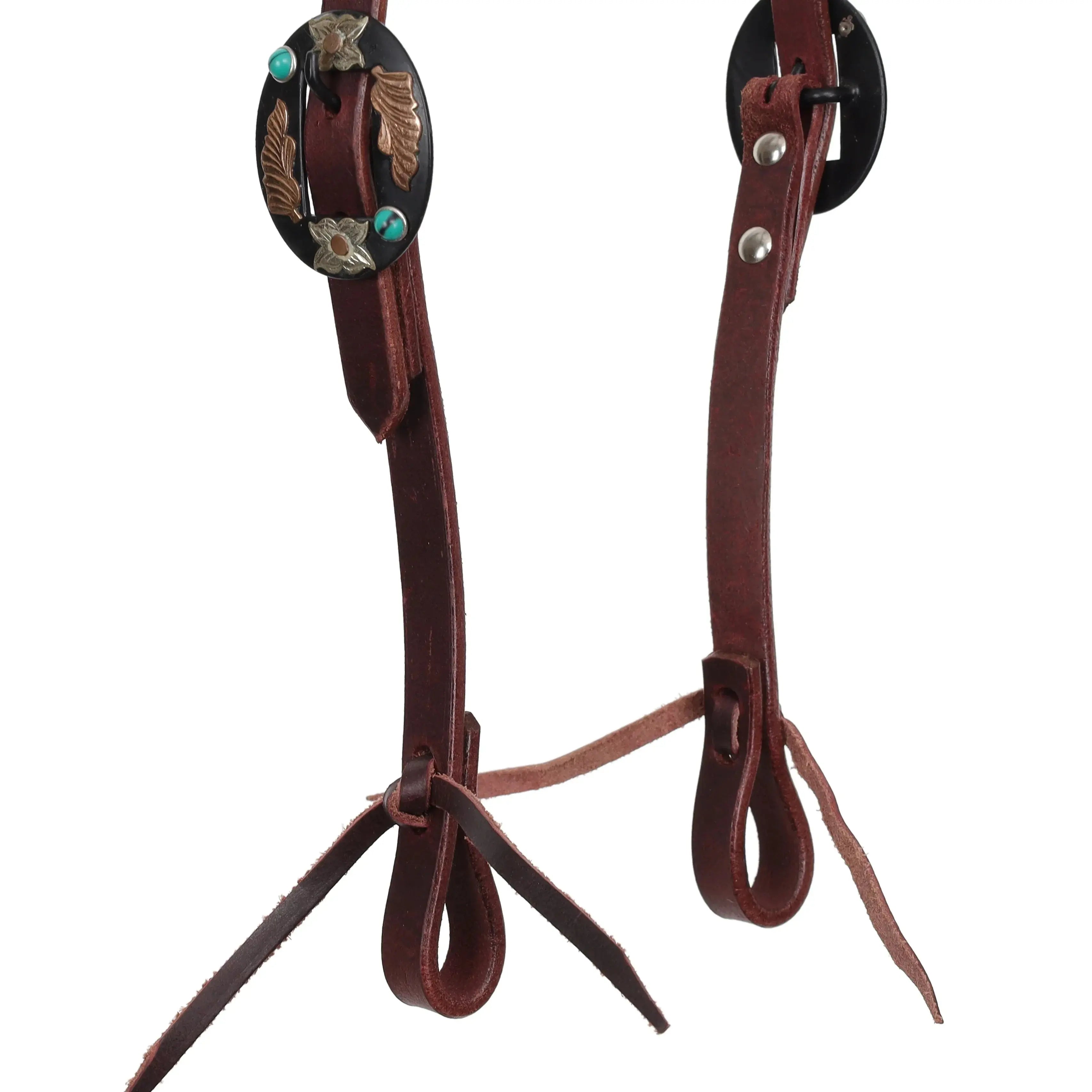 Western Grace Argentina Cow Leather One Ear Headstall - Mini/Small Pony close up