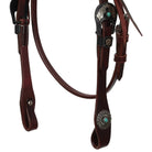 Turquoise Halo Argentina Cow Leather Browband Headstall - Mini/Small Pony close up