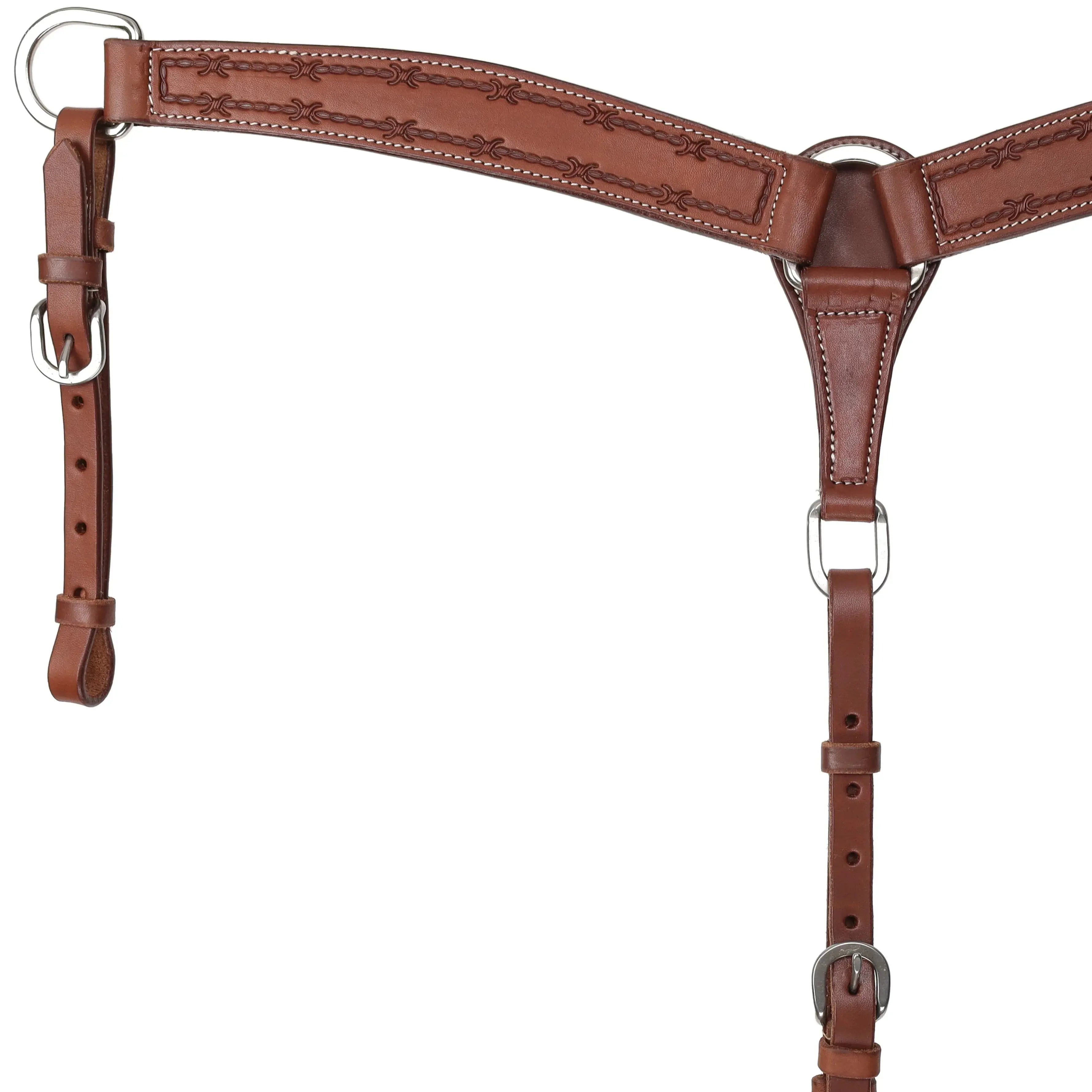 Barbwire Argentina Cow Leather Breastcollar - Mini/Small Pony close up