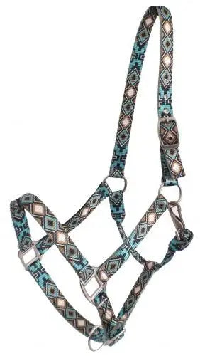 Premium Nylon Horse Sized Halter with Cross and Diamond Design. Horse