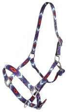 Premium Nylon Horse Sized Halter with Purple and Red Diamond Design Horse