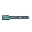 TEAL DAISY HAND-TOOLED PADDED LEATHER DOG COLLAR Dog